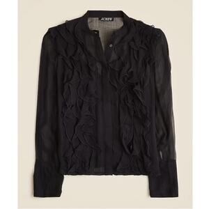 J.Crew Ruffle-front top in crinkle cupro